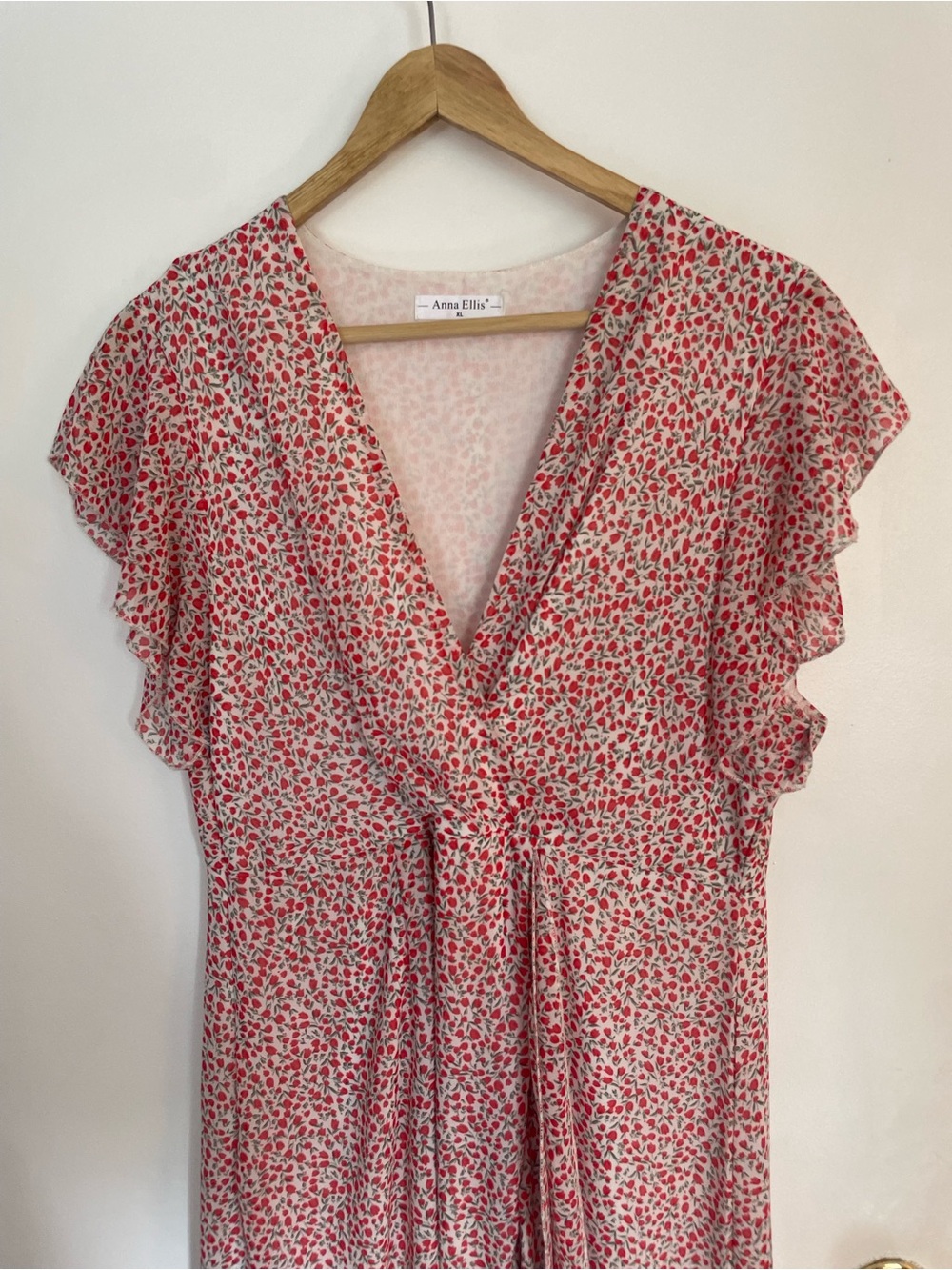 Designer Mini-Floral Ruffle Hi-Low Maxi Dress